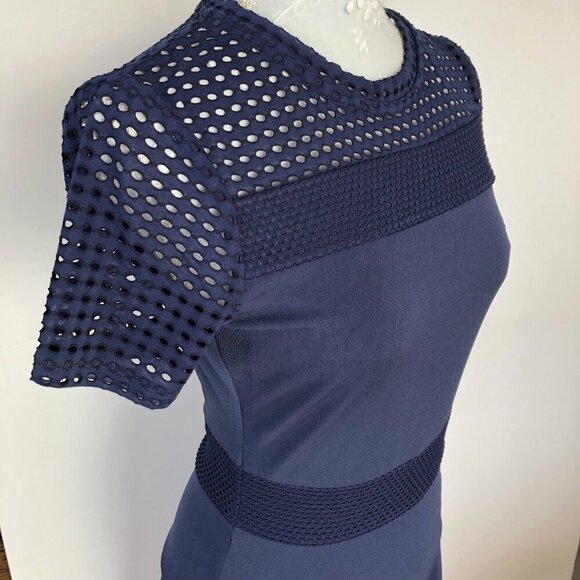MICHAEL Michael Kors Lace Mesh Fit & Flare Dress Navy Short Sleeves Mini Dress S - Picture 8 of 16